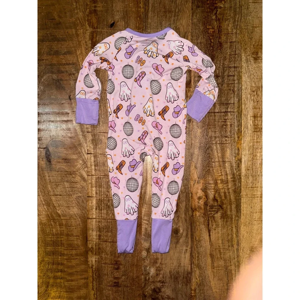 Dream Big Little Co Bamboo Sleeper 0-3M Disco Ghost Pink Purple Western Zip Up